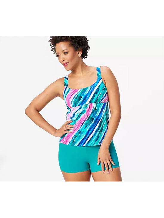 Kim Gravel Other - NWT Kim Gravel Tankini Womens 16 Teal Pink Swim Suit Tropical Coastal Island
